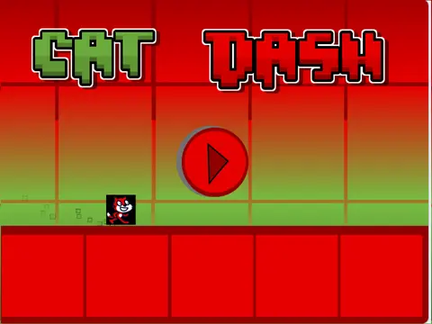 Cat Dash Christmas Version game featuring cat character jumping through festive holiday obstacles