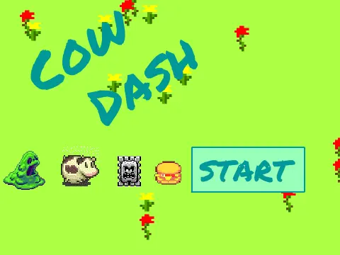 Cow Dash gameplay with cow character and farm obstacles