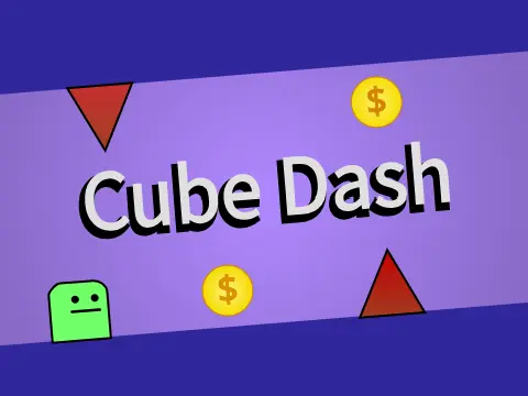 Cube Dash V3 gameplay showing 3D cube navigating through geometric obstacles
