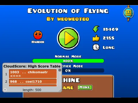 Evolution of Flying Geometry Dash Gameplay Image