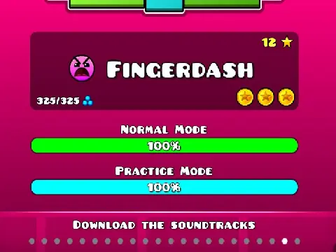 Finger Dash Geometry Dash Level 21 insane difficulty gameplay