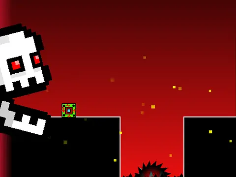 Geo Dash Sub Zero fan game screenshot showing character jumping over spikes