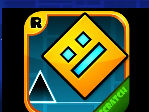 Geometri Dash V5 gameplay showing advanced geometric obstacles and challenges