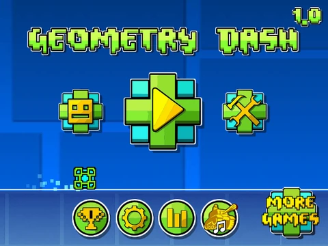 Screenshot of the fan-made Geometry Dash 1.0 game on Scratch