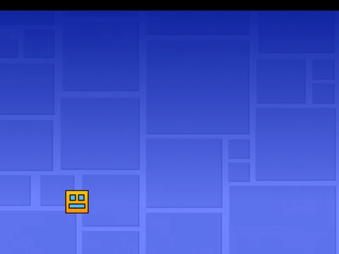 Screenshot of a fan-made Geometry Dash remake level with spikes and a cube