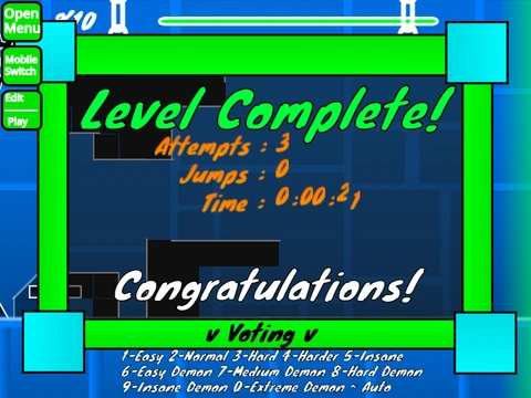 Screenshot of the easier Acheron level in the advanced Scratch Geometry Dash editor