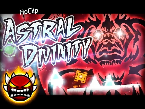 Geometry Dash Astral Divinity NoClip showing vault interface and noclip gameplay