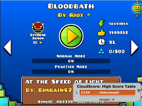 Geometry Dash Bloodbath Hacked Game Image