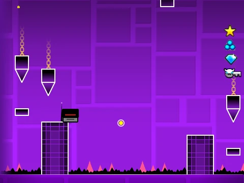 Screenshot of Can't Let Go Geometry Dash remix showing gameplay and editor interface