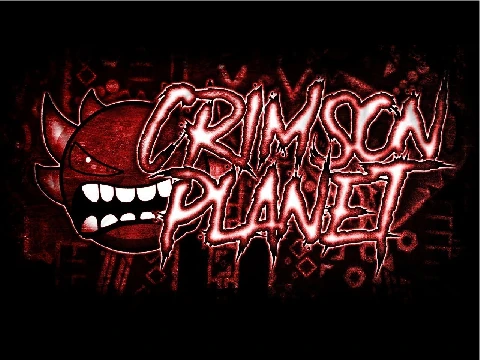 Geometry Dash Crimson Planet Rebirth extreme demon level with 8-bit graphics
