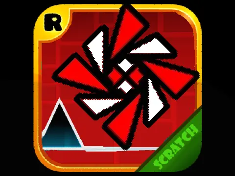 Screenshot of the Deadlocked level from Geometry Dash recreated in Scratch