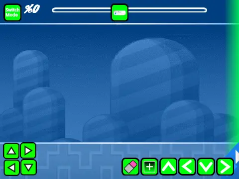 Geometry Dash Editor V2 interface showing level editing tools and block selection menu