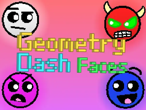 Screenshot of Geometry Dash Faces 2.16 showing various difficulty icons
