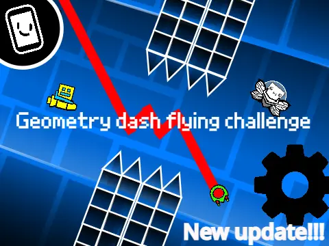 Screenshot of Geometry Dash Flying Challenge game showing ship mode