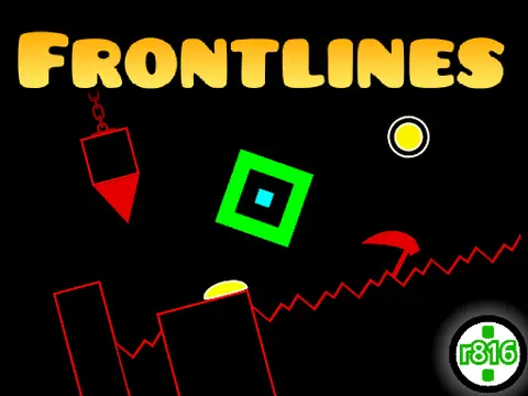 Geometry Dash Frontlines battlefield-themed obstacles screenshot