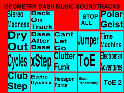Geometry Dash complete soundtrack music player interface