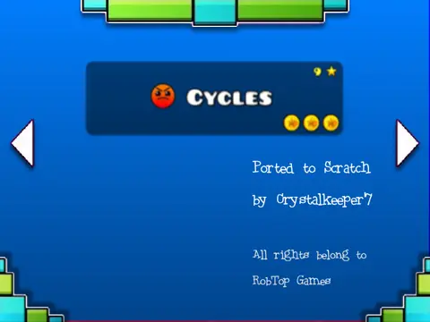 Gameplay of modified Geometry Dash levels showing blue and yellow pads