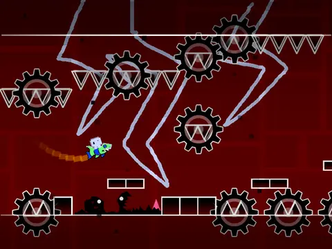 Geometry Dash Hard Level Pack screenshot showing challenging obstacles