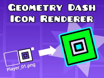 Interface of the Geometry Dash Icon Renderer showing icon customization options