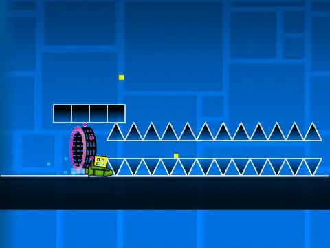 Geometry Dash Impossible Level showing difficult obstacles