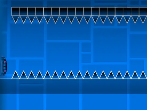 Screenshot showing gameplay of the Impossible Spam Remixup Geometry Dash level
