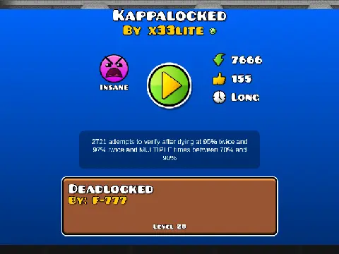 Play Geometry Dash Kappalocked online - custom fan-made level