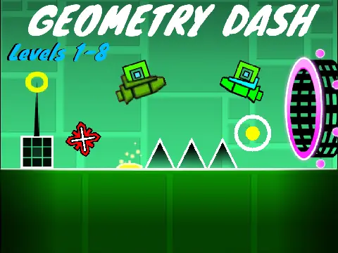 Gameplay of the Updated and Upgraded Geometry Dash Levels 1-8 Remix