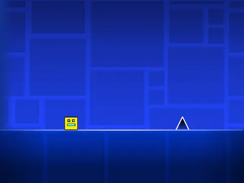 Geometry Dash Lite gameplay screenshot showing cube character and obstacles