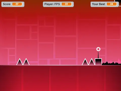 Geometry Dash Lite V17 gameplay screenshot showing rhythm platform action