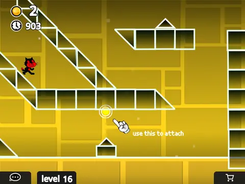Geometry Dash platformer game with dark skin customization options