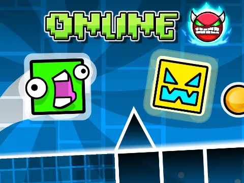 Geometry Dash Online character jumping over spikes