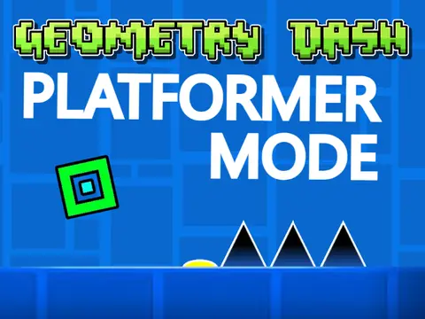 Geometry Dash Platformer Mode gameplay showing platformer mechanics in Geometry Dash style