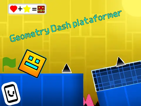 Geometry Dash Platformer V2 character jumping between platforms