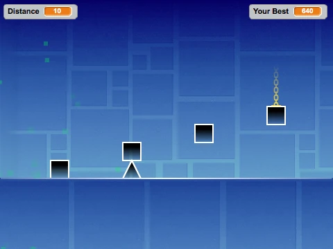 Geometry Dash Stereo Madness remix with highscore display and simple gameplay