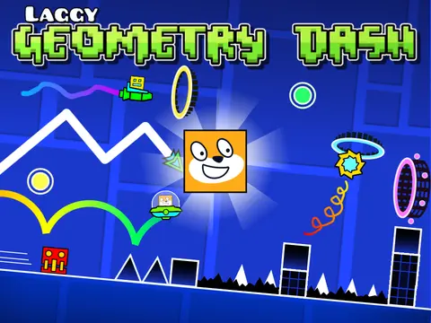Geometry Dash Scratch Edition showing character and geometric obstacles