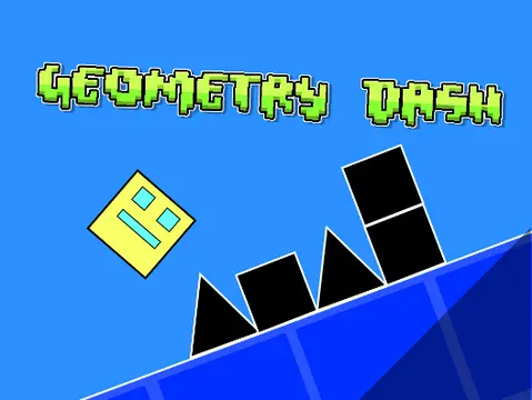 Geometry Dash Scratch Edition Test screenshot showing character and obstacles