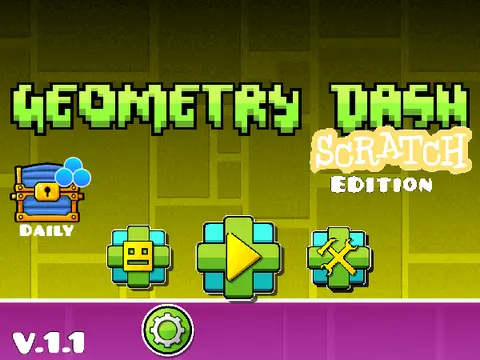 Geometry Dash Scratch Edition V1.1 character and obstacles