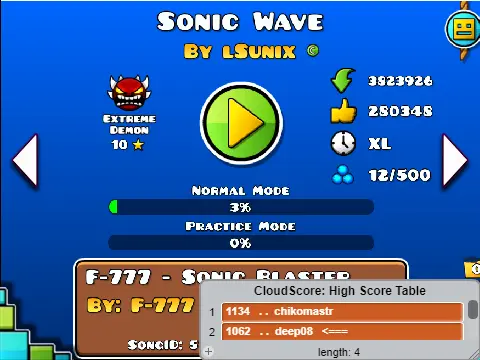 Geometry Dash Sonic Wave Noclip