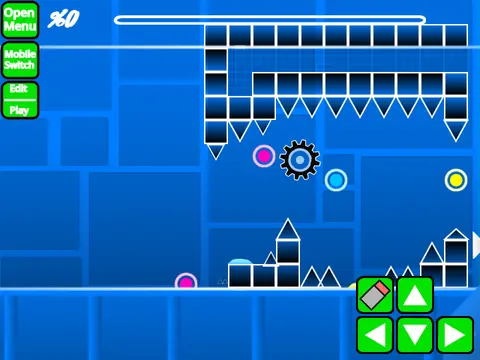 Screenshot of the Geometry Dash Sonic Wave work-in-progress level editor interface