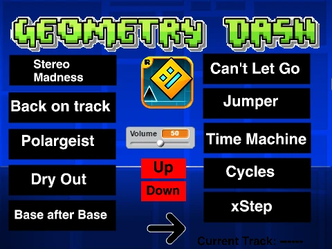 Geometry Dash Soundboard v2 Screenshot showing music tracks