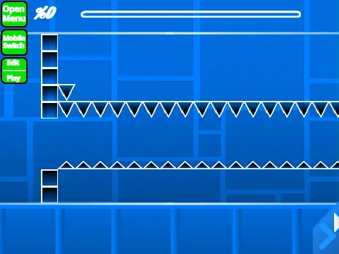 Geometry Dash Spam Challenge gameplay and editing interface