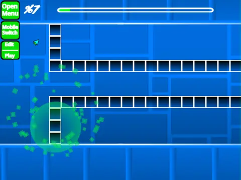 Screenshot of the enhanced Geometry Dash Spam God Remix level and its creation tools