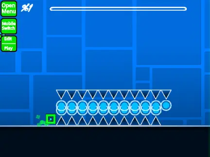 Screenshot of the Geometry Dash Spam Impossible custom level editor interface