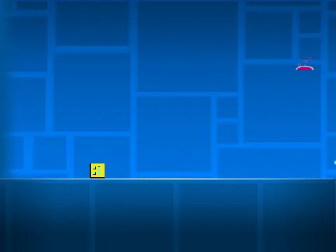 Player navigating blue pads and spikes in Geometry Dash Spam Timing Challenge
