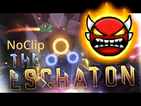 Geometry Dash The Eschaton NoClip version showing modified gameplay and performance options