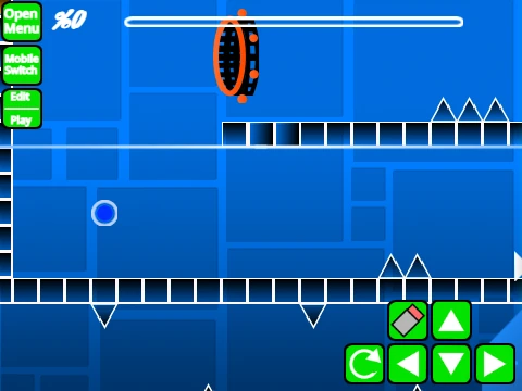 Screenshot of Geometry Dash Tower level editor interface showing block placement tools