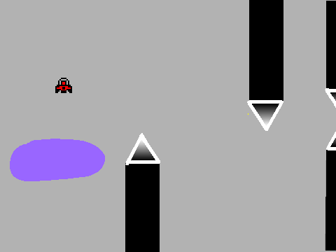 Geometry Dash UFO Spam V4 showing gravity flip mechanics with yellow and blue objects