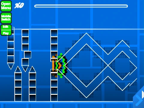 Geometry Dash Unnamed Wave Trials wave section editor view