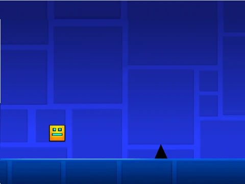 Geometry Dash V 2.1 level with obstacles and score display