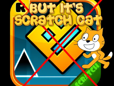 Scratch Cat character in Geometry Dash gameplay